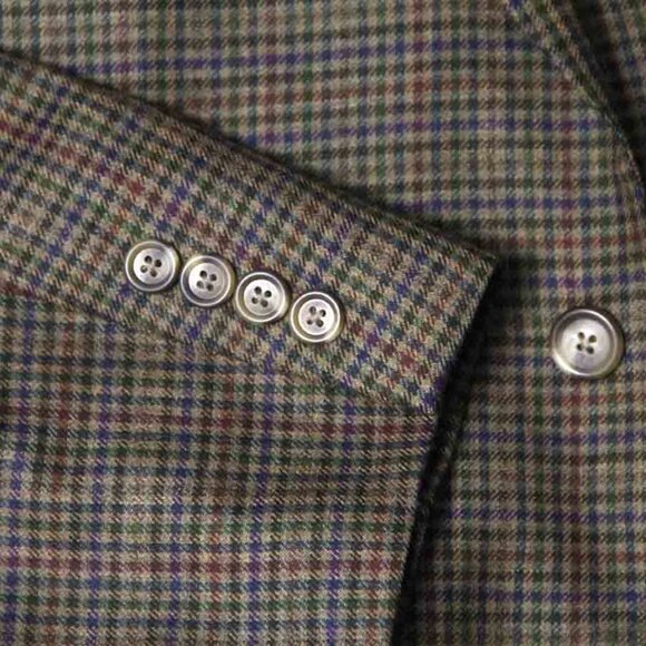 $395 Jos A Bank Wool Blazer Brown Olive Red Blue Check Pattern Men's Size 44L - Picture 3 of 4